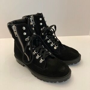 CHARLES BY CHARLES DAVID Womens Black 1/2" Platform Rocky Combat Boots 7.5M Lug